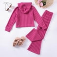 thumbnail image 6 of FYDUU Girls Fall Winter Outfits Girls Outfits 2 Piece Set Soft Knit Hoodie And Pants Casual Fall Spring Toddler Kids Clothes Ribbed Texture Wear 6-7 Years, 6 of 9