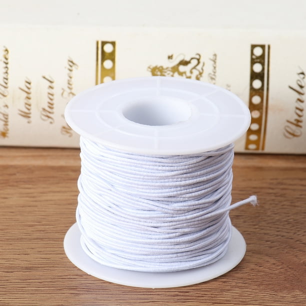 1 Roll of 1.2mm 50m Elastic String DIY Handmade Beads String DIY Elastic  Cord Neckalce Bracelet DIY Material 4 Core (White) 