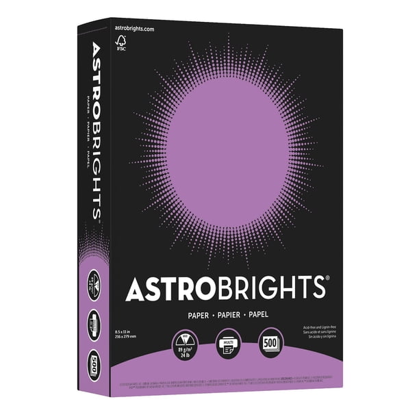 Papel para escribir Wausau Astrobrights, número 24, color morado planetario, 500 hojas