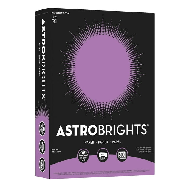 Papel para escribir Wausau Astrobrights, número 24, color morado planetario, 500 hojas