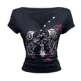 thumbnail image 5 of Arlun Grunge T-Shirts for Women Vintage Graphic Short Sleeve Tees Y2k 2000s Goth V-Neck Tops Soft Comfortable Fitted Lightweight Streetwear 2026 Fashion Outfits 1-Black L, 5 of 5