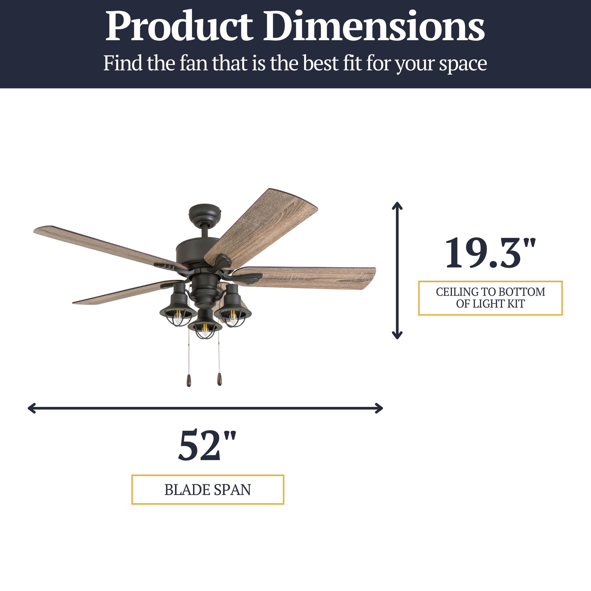 Prominence Home 50651-35 Sivan Farmhouse 52-Inch Aged Bronze Indoor Ceiling Fan, Lantern LED Multi-Arm Barnwood, Tumbleweed Blades