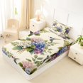 thumbnail image 2 of Manfei Cute Hydrangea Flower Twin Fitted Sheet, Chic Blossom Hummingbird Bedding, Pink Blue Cream Green 2pcs, 1 Fitted Sheet and 1 Pillowcase, 2 of 4