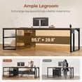 thumbnail image 4 of 71" L Shaped Executive Desk, Reversible Computer Desk with Mobile File Cabinet and Power Outlets, Large Office Desk with Storage Shelves for Home Office, Walnut, 4 of 7