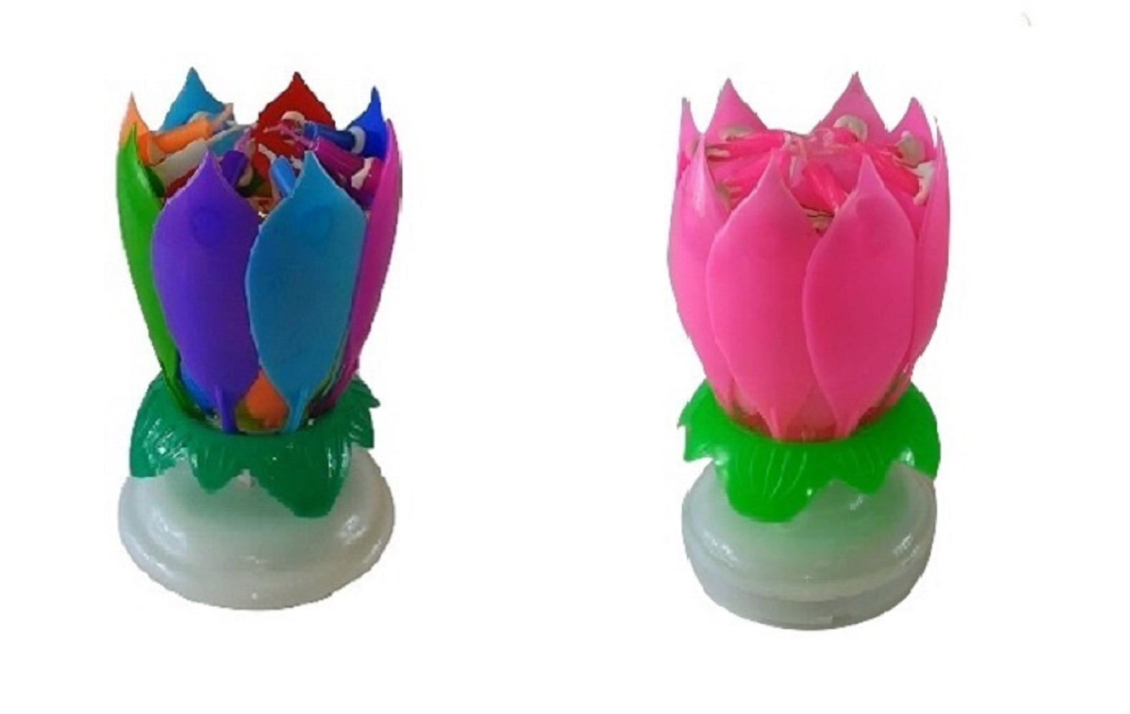 Exciting Candle Lotus Flower Birthday Candle, 2 Pack, 1 Rainbow and 1