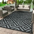 thumbnail image 1 of DEORAB Outdoor Rug Reversible 6x9' Patio Rug,Clearance Outside Plastic Waterproof Mat,Fordable Floor Rug for Patio, Camping, RV, Deck, Porch, Balcony, Backyard, black&grey, 1 of 5