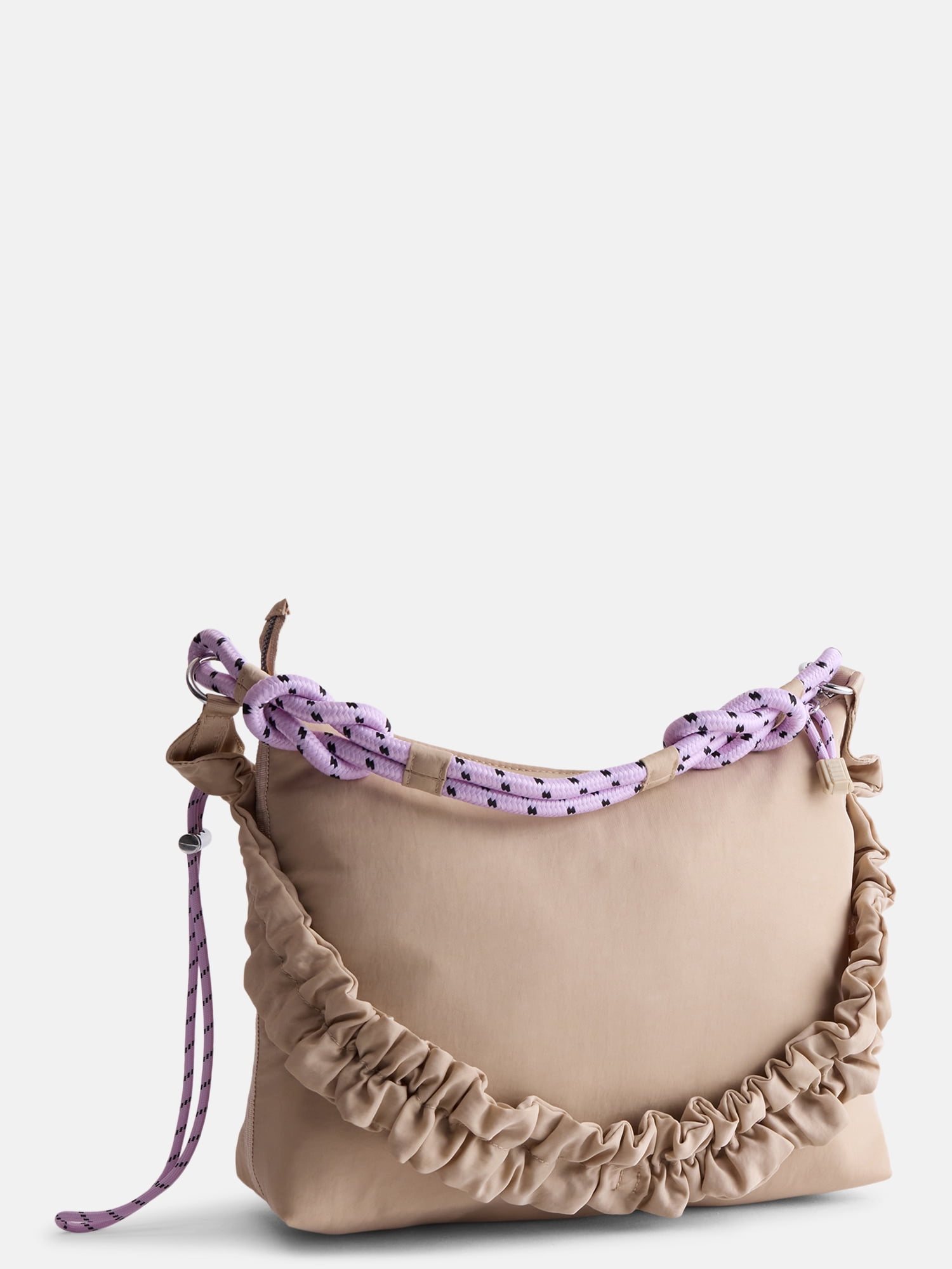 No Boundaries Medium Nylon Tote, Beige, Female, Crossbody Scrunch