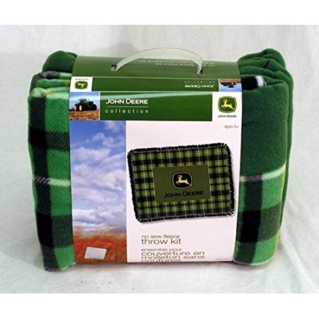 John Deere Green Plaid No-Sew Fleece Throw Kit - Walmart.com