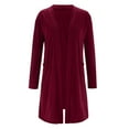 thumbnail image 2 of LEKODE Drape Fit Open Front Duster Shrug Long Sleeve Dual Side Pockets Lightweight Casual Travel Outerwear Tops Red 3XL, 2 of 8