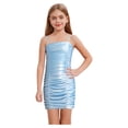 thumbnail image 3 of Moggemol Robe Caraco à Bretelles Spaghetti pour Fille Sans Manches Froncée Courte Ajustée Coupe Crayon Bleu 14, 3 of 7