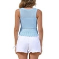 thumbnail image 3 of INSPIRE CHIC Women's Cropped Sweater Vest Crochet Sleeveless Tie Front Summer Beach Tops L Blue, 3 of 6