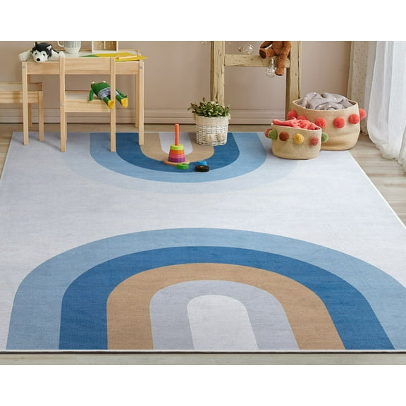 Well Woven Twilight Rainbow Blue 3'3" x 5' Apollo Kids Collection Area Rug