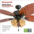 thumbnail image 3 of Honeywell Royal Palm 52" Tropical LED Ceiling Fan with Pull Chain, Bronze, 3 of 11