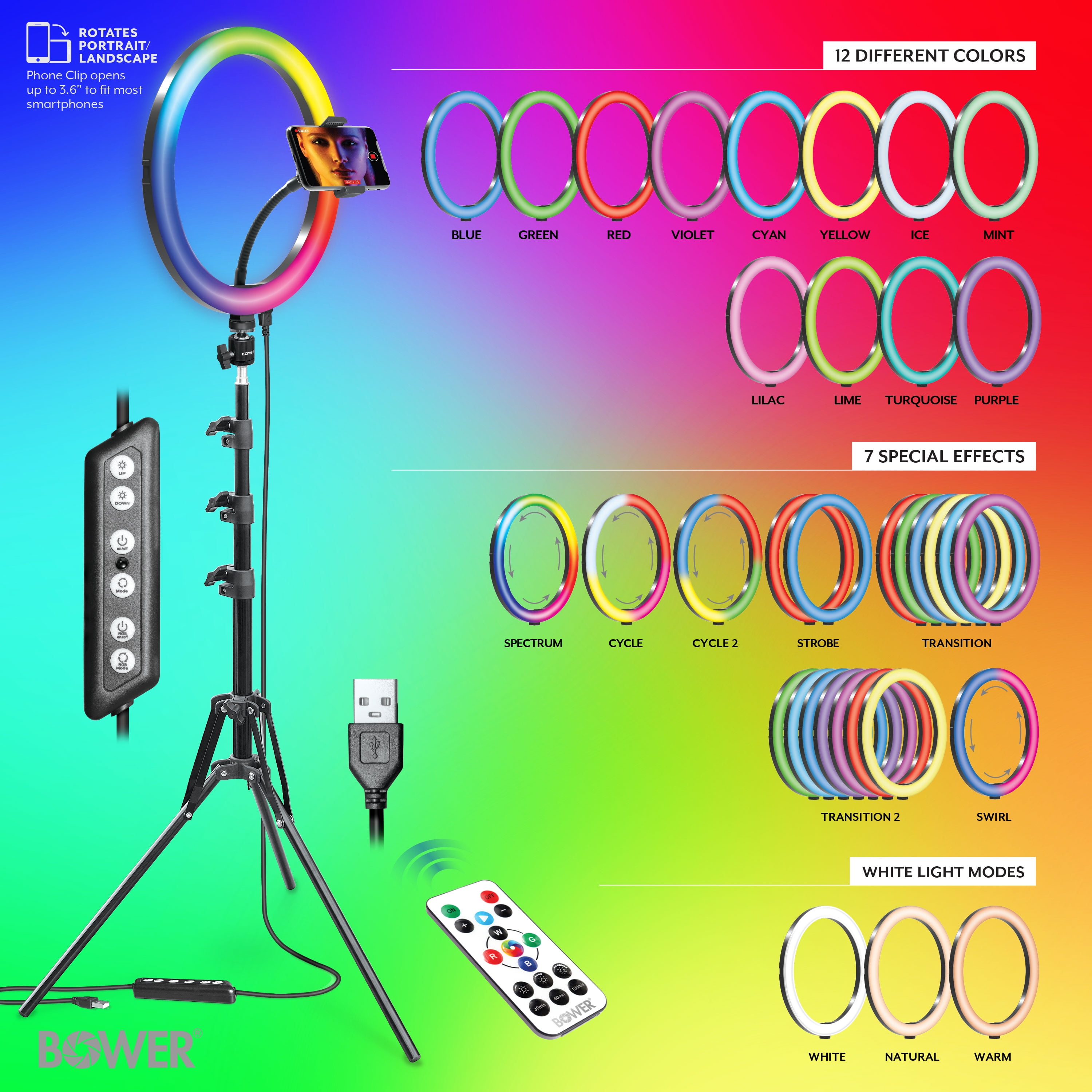 Bower Clip On LED Ring Light White BB-CL36W - Best Buy