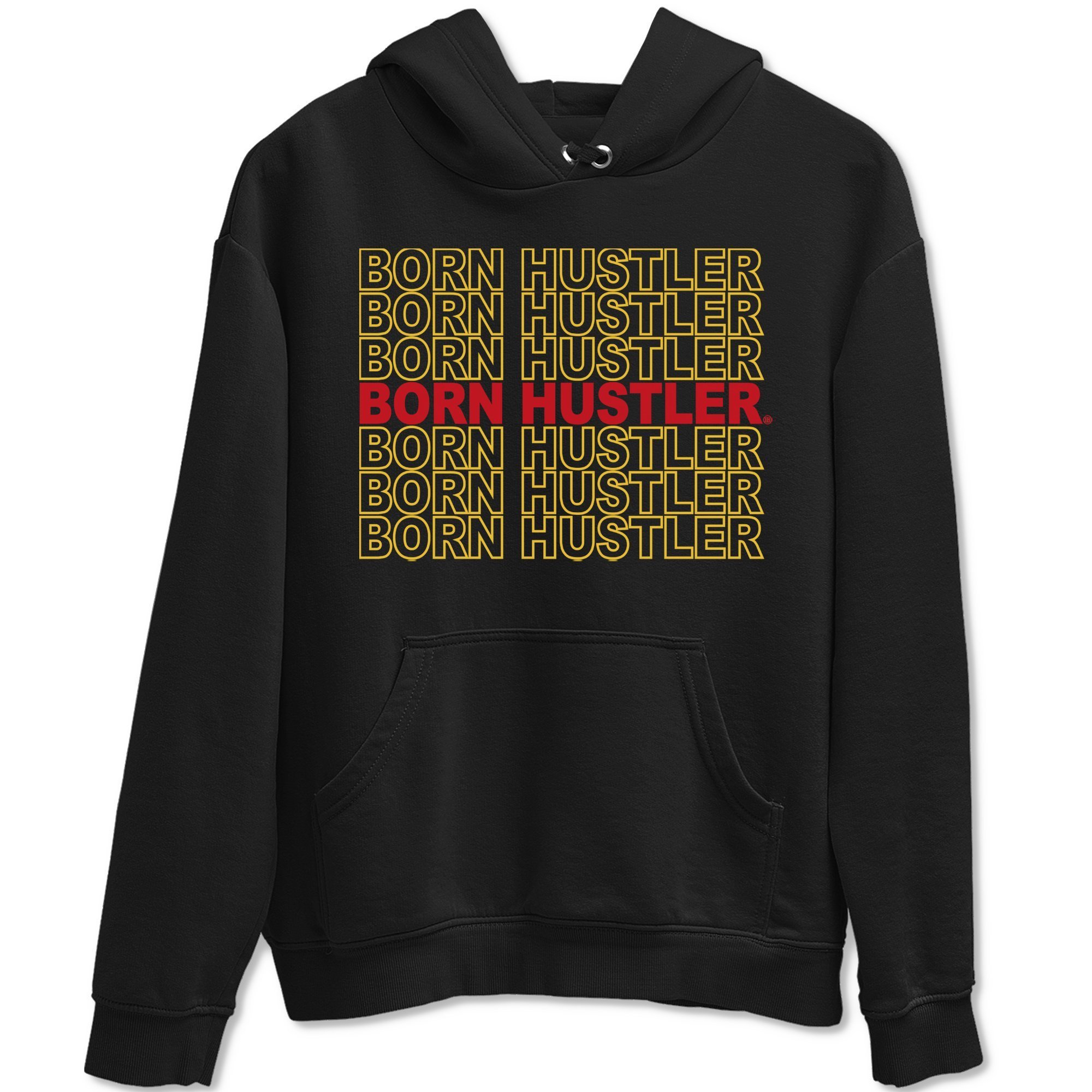 365 Printing Born Hustler Hoodie - Jordan 5 x Off White Sail Sneaker Matching Top, Size: Large, Black