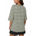 thumbnail image 3 of MOYIKO Striped T Shirts for Women 3/4 Length Sleeve Crewneck Casual Loose Fit Tees Summer Tops, 3 of 7
