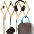 thumbnail image 4 of 2 Pack Wood Expandable Peg Rack, Multi-Purpose Accordion Wall Hangers with 13 Hooks for Hats, Coat, Mugs, Scarf, Jewelry Storage, 4 of 8