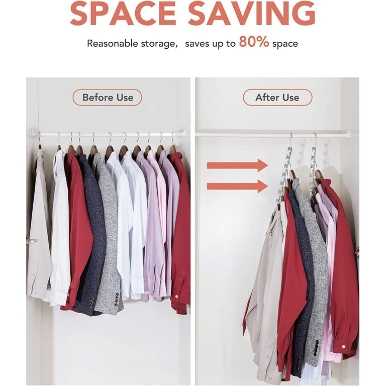 Closet Space Saving Hangers - Sturdy Metal Collapsible Multiple