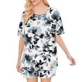 thumbnail image 6 of Maqroz Pajama Sets for Women 2 Piece Soft Sleepwear Short Sleeve Top and Shorts 2 Piece Loungewear Floral Print Nightwear with Pockets Comfortable Breathable Pjs Sets Casual Home Wear, 6 of 7