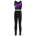 thumbnail image 6 of CHICTRY Girls 2 Piece Activewear Tank Crop Top with Leggings Dance Outfit Yoga Workout Gym Suit Purple&Rose 14, 6 of 7