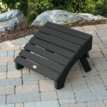 AD-OTL1-BKE Recycled Plastic Black Adirondack Outdoor Hamilton Furniture Folding Ottoman-Made in USA