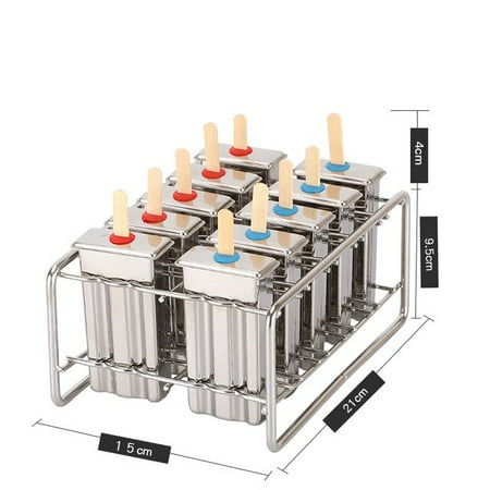 

dosili Stainless Steel Ice Cream Mold Ice Cube Maker Round Flat Head Popsicle Tubs Mould with Shelf Sticks Kitchen Handwork Accessories
