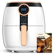 5.2Qt Oil-less Air Fryer Touch Screen Temp/Time Control with Air Fryer Cookbook, White