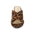 thumbnail image 2 of BLISSFUL STEP Women's Sandals Block Heels Crisscross Strap Mules Slide Sandals Brown Leopard 7.5, 2 of 8
