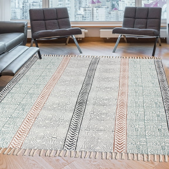 Casavani Outdoor Patio Rug Pure Cotton Rug, Gray 2x3 feet