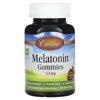 Carlson Melatonin Gummies, Natural Strawberry, 2.5 mg, 60 Vegetarian Gummies