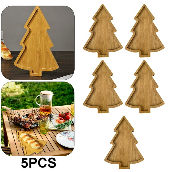 HUISZJ 5Pcs Serving Trays Christmas Tree - 10.9 inch Christmas Tree Charcuterie Platter - Serving Trays for Cheese Bread Xmas Supplies