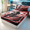 thumbnail image 3 of Erosebridal Dirt Bike Zipper Twin Comforter Sets with Fitted Sheet and 2 Pillowcases, Tire Track Zipper Bedding Set, Red Black, Black Reversible, 3 of 7