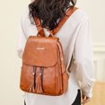 thumbnail image 4 of Sac à Dos Décontracté Grande Capacité en Cuir Uni avec Franges et Fermeture Éclair pour Femmes, Mini Sac à Dos Transparent, 4 of 7