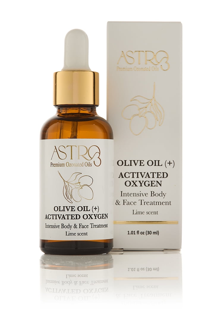 ASTRO3 Ozonated Olive Oil - Face & Body Treatment, Lime Scent, Natural & Vegan Skincare, 1.01oz