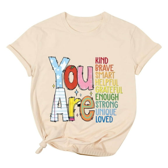 SHITINN Women Casual Printing Short Sleeves Crew Neck Loose TShirt Blouse Tops Womens Clothing Womens Summer Tops Short Sleeve Womens Summer T Shirts