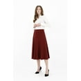 thumbnail image 3 of Burgundy Eight Gore Calf Length Midi Skirt for Every Occasion, 3 of 6