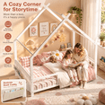 thumbnail image 4 of SESSLIFE Twin House Bed for Boys and Girls, Toddler Floor Bed with Safety Guardrails, Sturdy Platform Support, No Box Spring Needed, 350lbs, White, 4 of 6