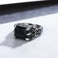 thumbnail image 6 of Men's Titanium Steel Ring with Square Black Onyx Stone Retro Band for Him Steel Blackstone or Steel Purple Stone Options Jewelry Gift, 6 of 7