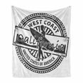 thumbnail image 1 of Ride the Wave Soft Flannel Fleece Throw Blanket, West Coast California United States of America Grunge Vintage Stamp Print, Cozy Plush for Indoor and Outdoor Use, 50" x 60", Grey White, by Ambesonne, 1 of 6