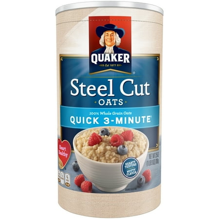 Quaker Steel Cut Quick 3-Minute Oats, 25 oz Canister