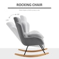 thumbnail image 4 of HOMCOM Modern Rocking Chair with Removable Lumbar Pillow Fabric Sofa Armchair with Thick Padding, Metal Frame, Wood Base for Living Room, Light Grey, 4 of 9