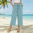 thumbnail image 4 of yillto Capri Pants for Women High Waisted Wide Leg Casual Lounge Pant Summer Capris with Pockets, 4 of 7