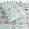 thumbnail image 3 of Cozy Line Home Fashions Green Grey Damask Reversible Bedding Quilt Set (Aqua Melody, King - 3 Piece), 3 of 7