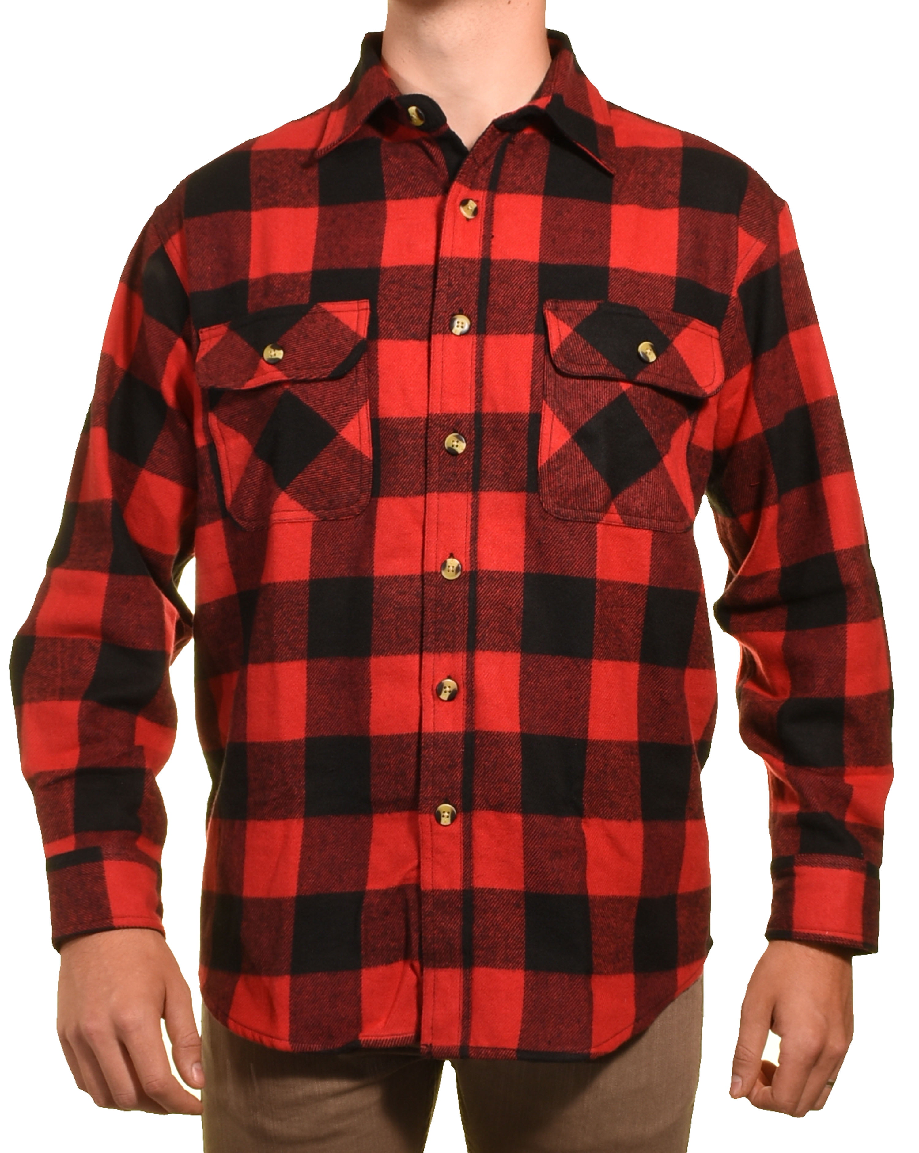 Mens Heavy Duty Flannel Shirt (Red Plaid, X-Large) - Walmart.com