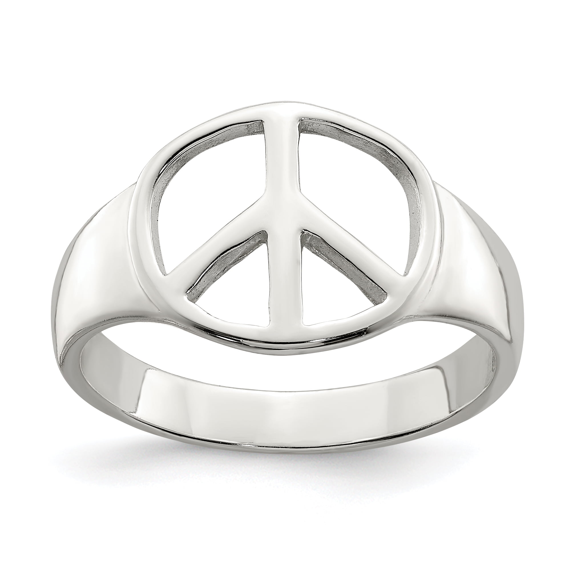 3mm Solid 925 Sterling Silver Pendant Peace Sign Sign Ring 