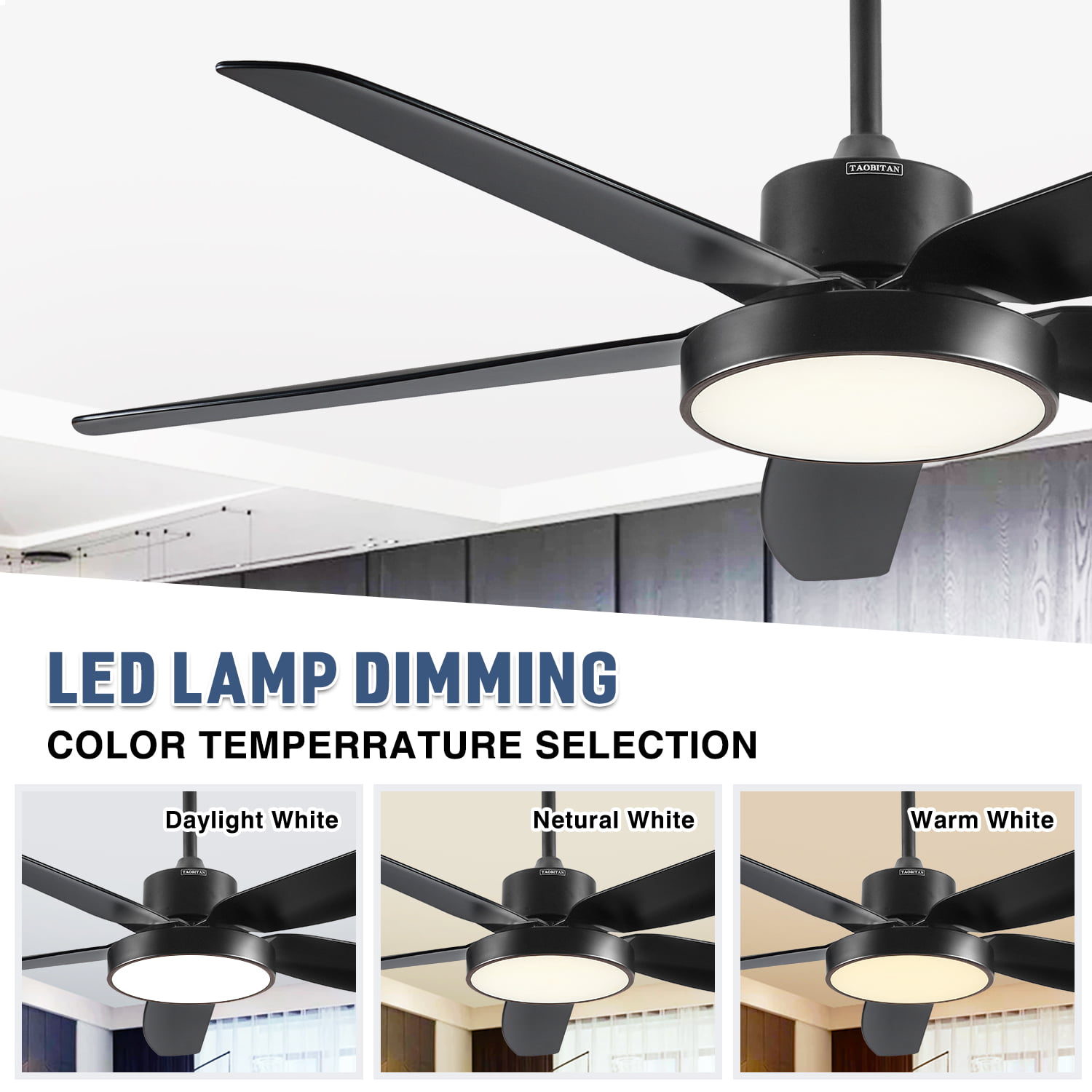 ALUOCYI 42 Inch Black Ceiling Fan with Light and Remote Control