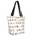 thumbnail image 2 of KLL Tote Bag for Women Colorful Trains Print Shopping Grocery Reusable Bags for Office School Shopping Travel, 2 of 6