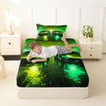 thumbnail image 4 of Castle Fairy Neon Twin Race Car Twin Sheet Sets 3pcs for Teens, Tunnel Light Trail Bedding for Bedroom, Green Yellow, 4 of 6