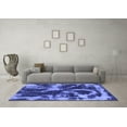 thumbnail image 3 of Ahgly Company Machine Washable Indoor Round Abstract Blue Modern Area Rugs, 3' Round, 3 of 4