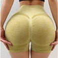 thumbnail image 1 of Pantalones cortos de yoga para levantamiento de glúteos, cintura alta, control de barriga, pantalones cortos de entrenamiento para mujeres altamente elásticos sin costuras para yoga, fitness, correr, amarillo L 60‑80 kg/132,3‑176,4 lb YUNYI BRAND Deportes, 1 of 8